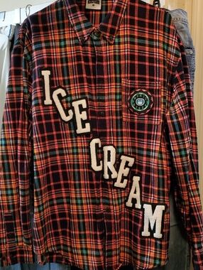 Icecream Multi Plaid Flannel Patchwork Button-Up Shirt